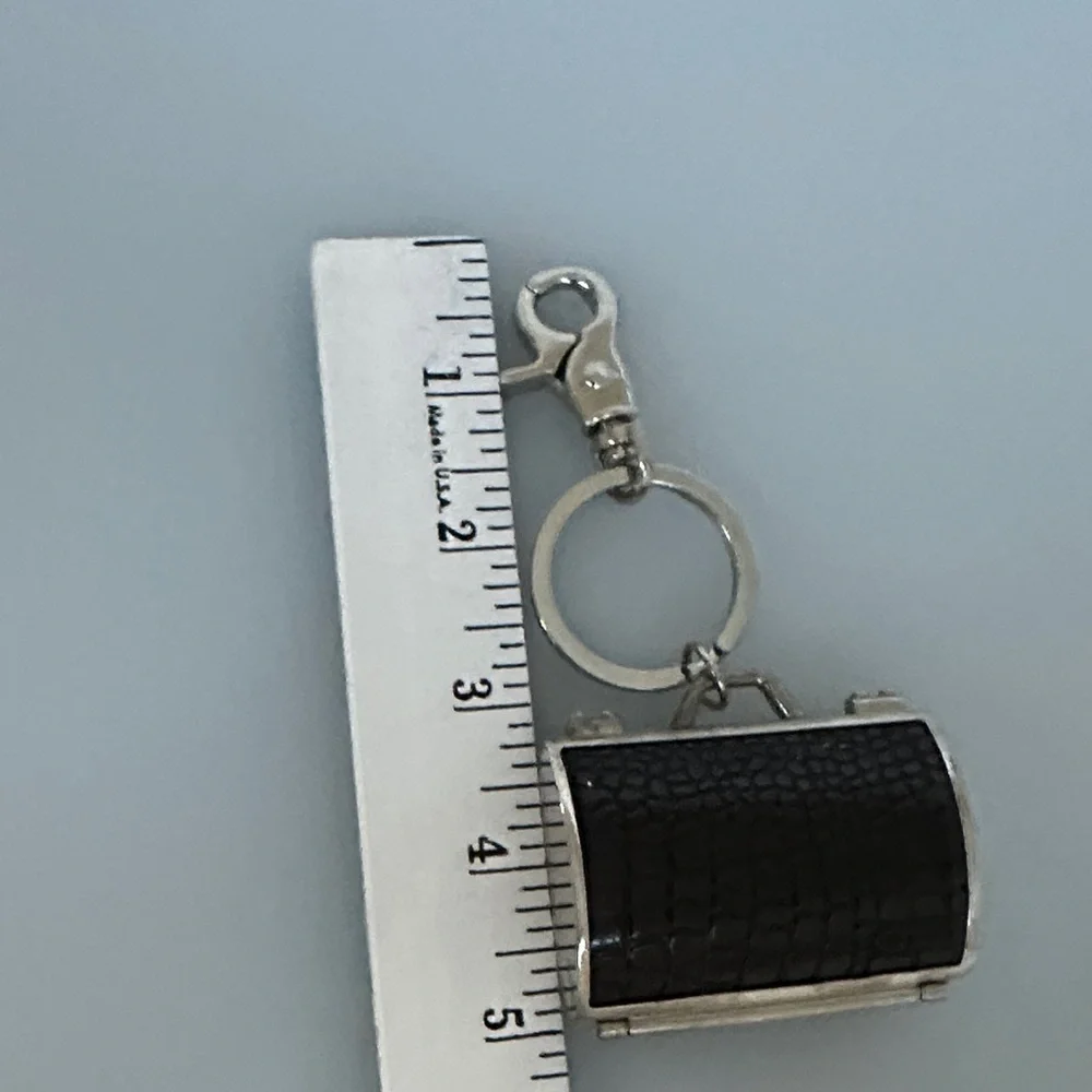 Black Leather Keychain Accessory